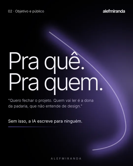 Slide 4 do carrossel "Pedir pro Claude é escrever briefing", de @alefmiranda