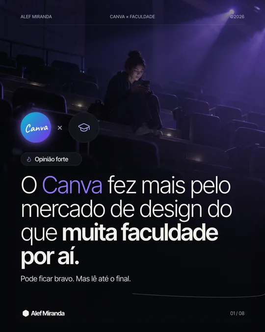 Slide 1 do carrossel "O Canva formou mais designers que muita faculdade", de @alefmiranda