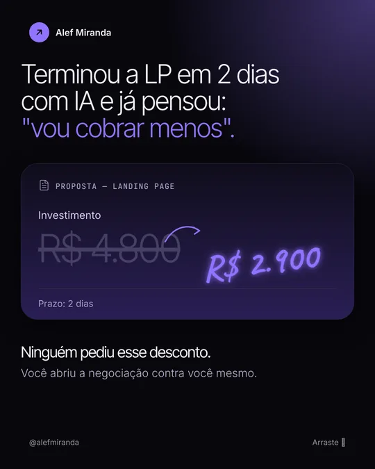 Slide 2 do carrossel "Seu cliente não quer saber se você usou IA", de @alefmiranda