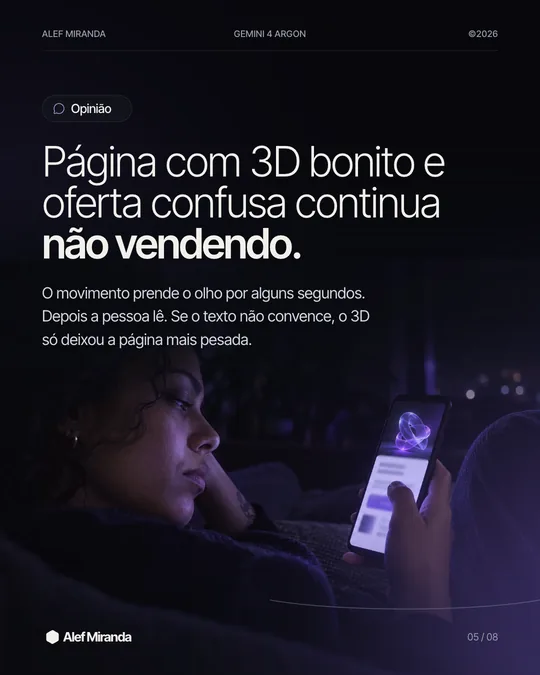 Slide 5 do carrossel "Gemini 4 Argon: 3D e animação em código puro no navegador", de @alefmiranda